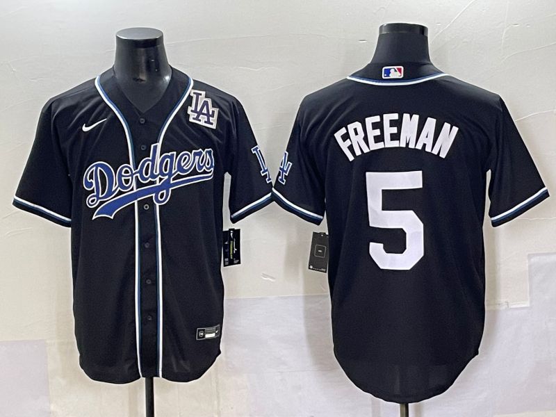 Men 2025 Los Angeles Dodgers #5 Freeman Black Three generations Fashion Nike MLB Jersey style 70411
